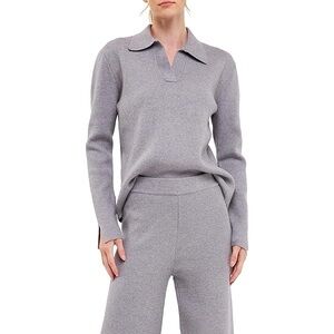 English Factory grey Delilah Sweater and matching Knit Wide Pants Sz M